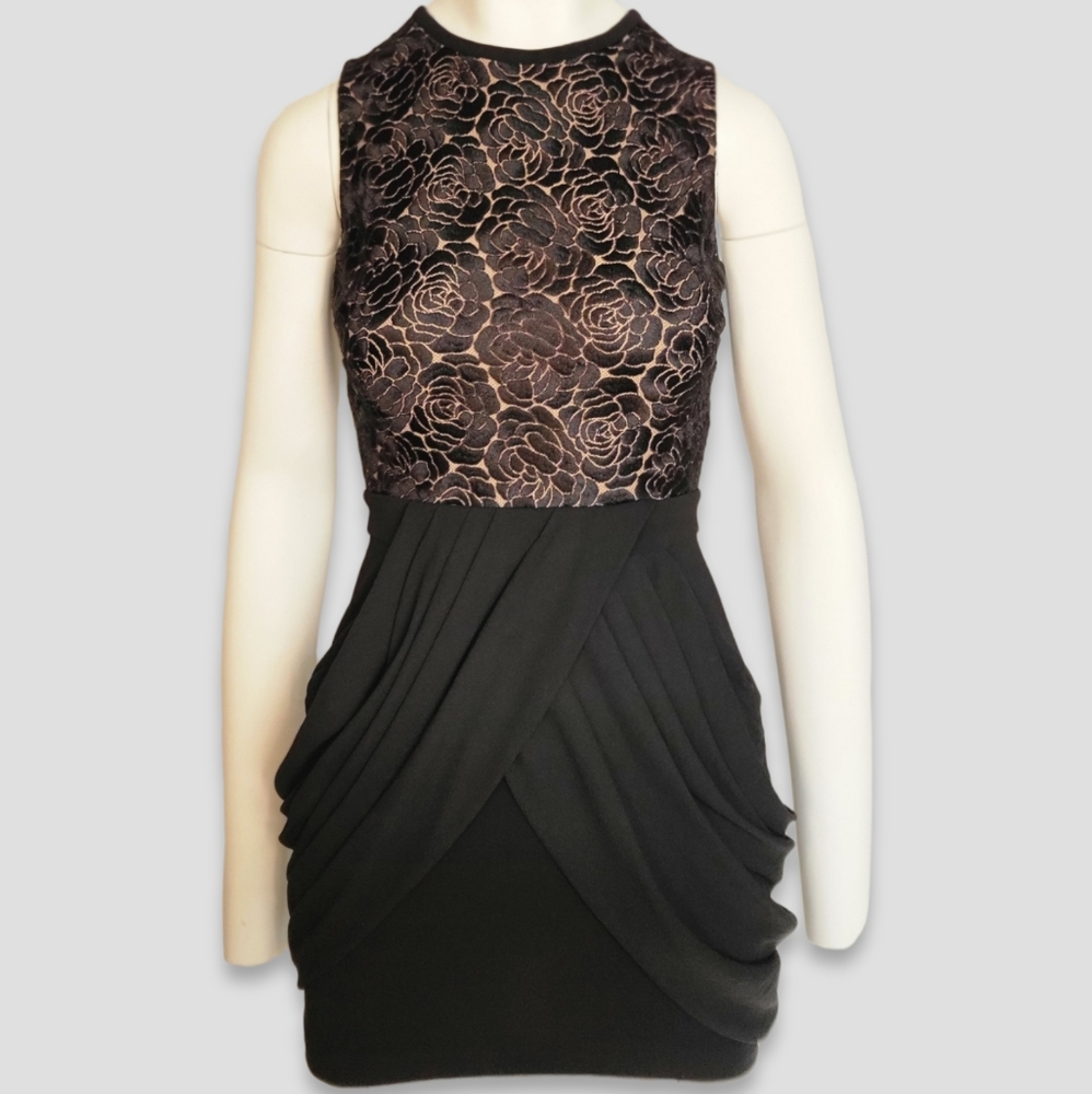 A.L.C. Lace Floral Mini Cocktail Dress Black